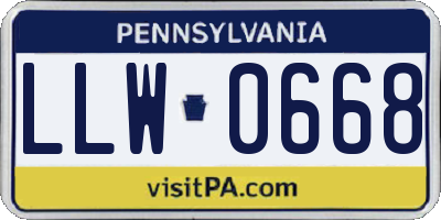 PA license plate LLW0668