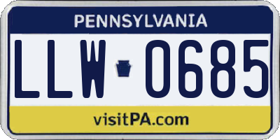 PA license plate LLW0685