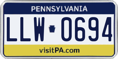 PA license plate LLW0694