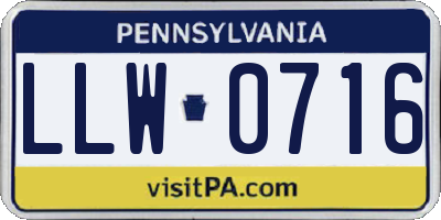 PA license plate LLW0716