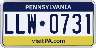 PA license plate LLW0731