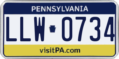 PA license plate LLW0734