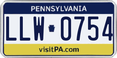 PA license plate LLW0754