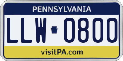 PA license plate LLW0800