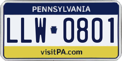PA license plate LLW0801