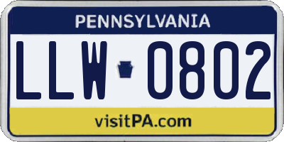 PA license plate LLW0802