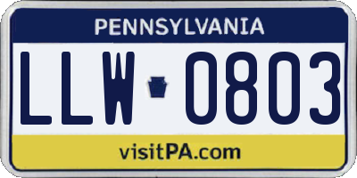 PA license plate LLW0803