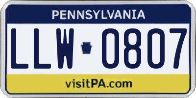 PA license plate LLW0807