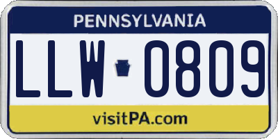 PA license plate LLW0809