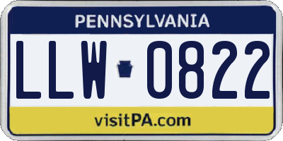 PA license plate LLW0822