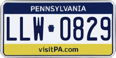PA license plate LLW0829