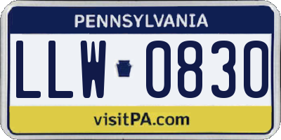 PA license plate LLW0830