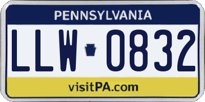 PA license plate LLW0832