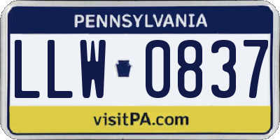 PA license plate LLW0837