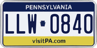 PA license plate LLW0840