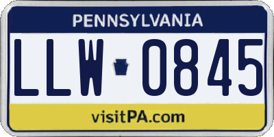 PA license plate LLW0845