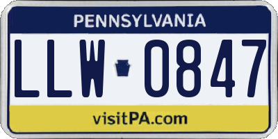 PA license plate LLW0847