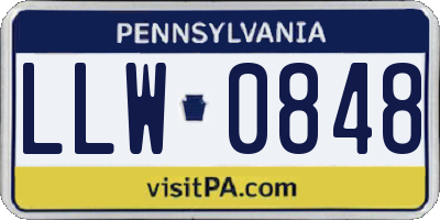 PA license plate LLW0848