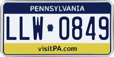 PA license plate LLW0849