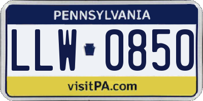 PA license plate LLW0850