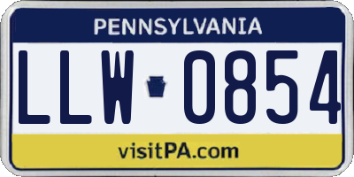 PA license plate LLW0854