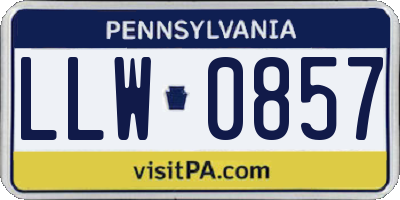 PA license plate LLW0857