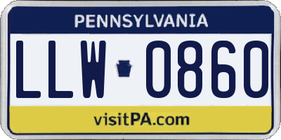 PA license plate LLW0860