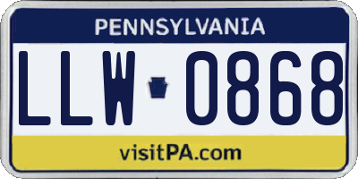 PA license plate LLW0868