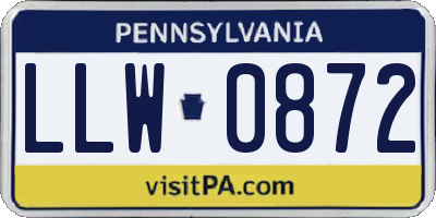 PA license plate LLW0872