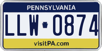 PA license plate LLW0874