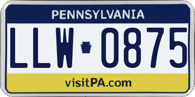 PA license plate LLW0875
