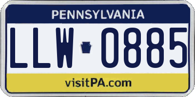 PA license plate LLW0885