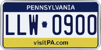 PA license plate LLW0900