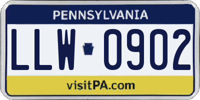 PA license plate LLW0902