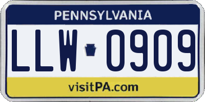 PA license plate LLW0909