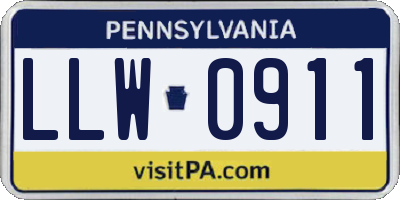 PA license plate LLW0911