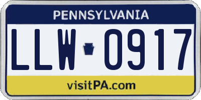 PA license plate LLW0917