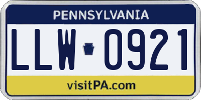 PA license plate LLW0921