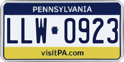PA license plate LLW0923