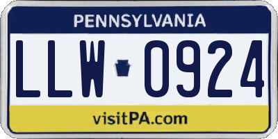 PA license plate LLW0924
