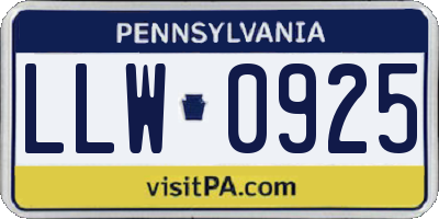 PA license plate LLW0925