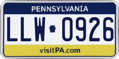 PA license plate LLW0926