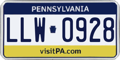 PA license plate LLW0928