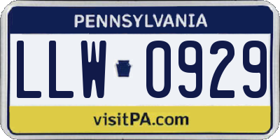 PA license plate LLW0929
