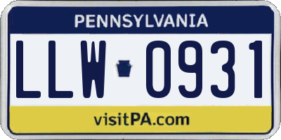 PA license plate LLW0931