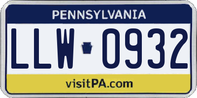 PA license plate LLW0932