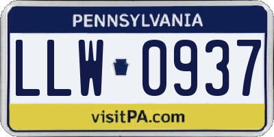 PA license plate LLW0937