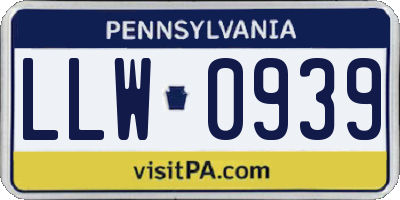 PA license plate LLW0939