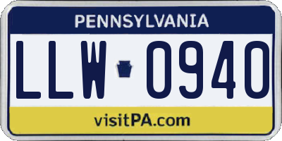PA license plate LLW0940