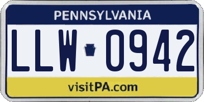 PA license plate LLW0942